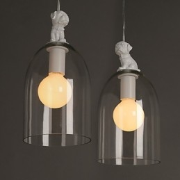Lampe suspendue en forme de chien de dessin animé, petite lampe suspendue créative en verre rural de Taipei