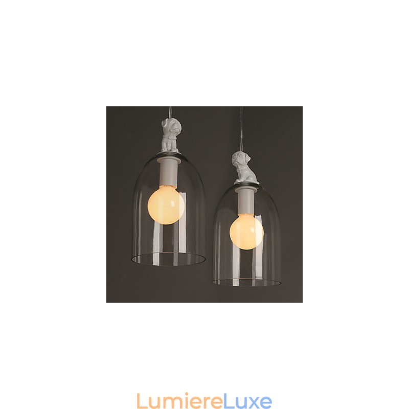 Lampe suspendue en forme de chien de dessin animé, petite lampe suspendue créative en verre rural de Taipei
