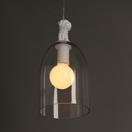 Lampe suspendue en forme de chien de dessin animé, petite lampe suspendue créative en verre rural de Taipei