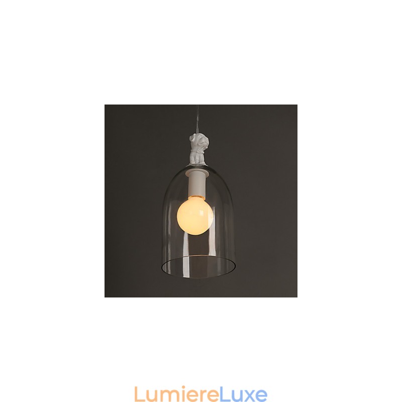 Lampe suspendue en forme de chien de dessin animé, petite lampe suspendue créative en verre rural de Taipei