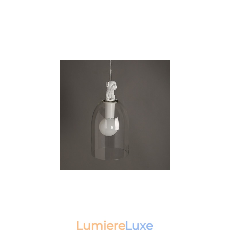 Lampe suspendue en forme de chien de dessin animé, petite lampe suspendue créative en verre rural de Taipei