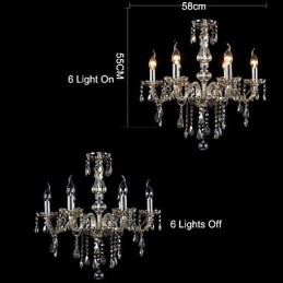 Lustre en cristal de luxe à 6 lumières, couleur cognac, lustre en cristal K9