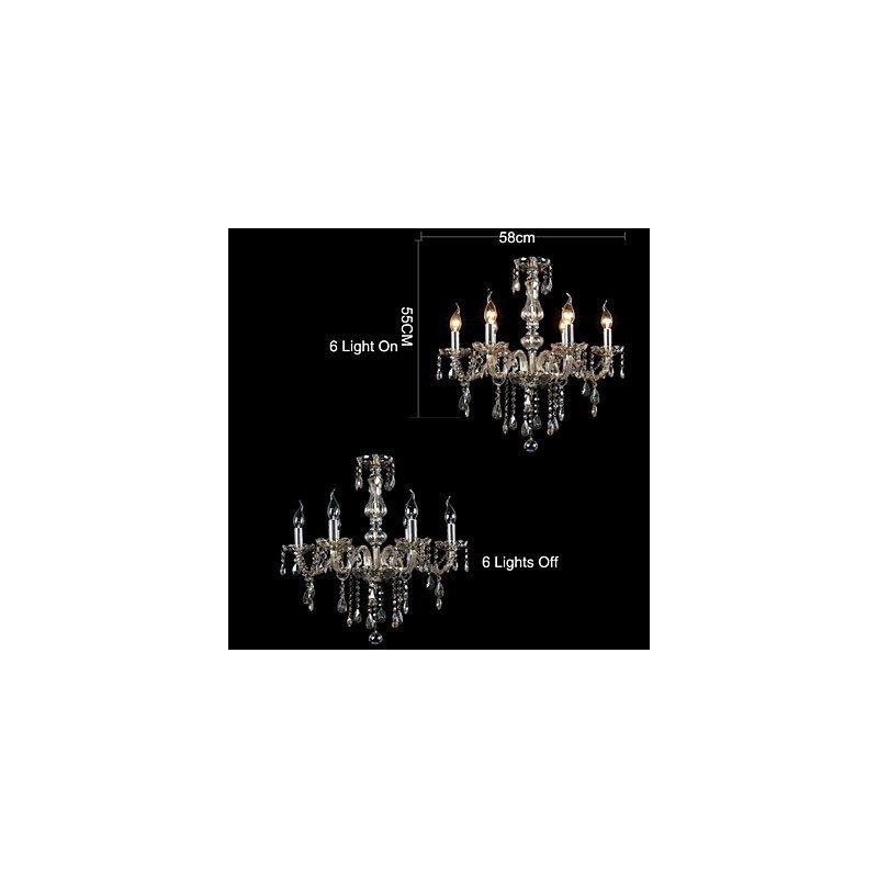 Lustre en cristal de luxe à 6 lumières, couleur cognac, lustre en cristal K9