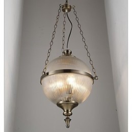 Lustre en fer, bronze, lampe en verre