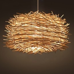 Lustre en rotin tressé dense européen et américain