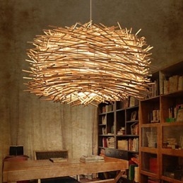 Lustre en rotin tressé dense européen et américain