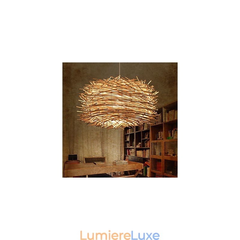 Lustre en rotin tressé dense européen et américain