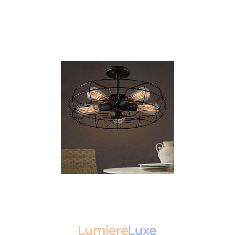 Lampe de designer industrielle de style country américain Lampe personnalisée Plafonniers européens rétro en forme de ventilateur