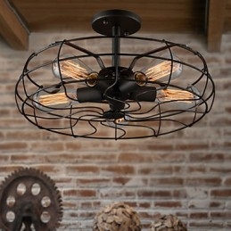 Lampe de designer industrielle de style country américain Lampe personnalisée Plafonniers européens rétro en forme de ventilateur