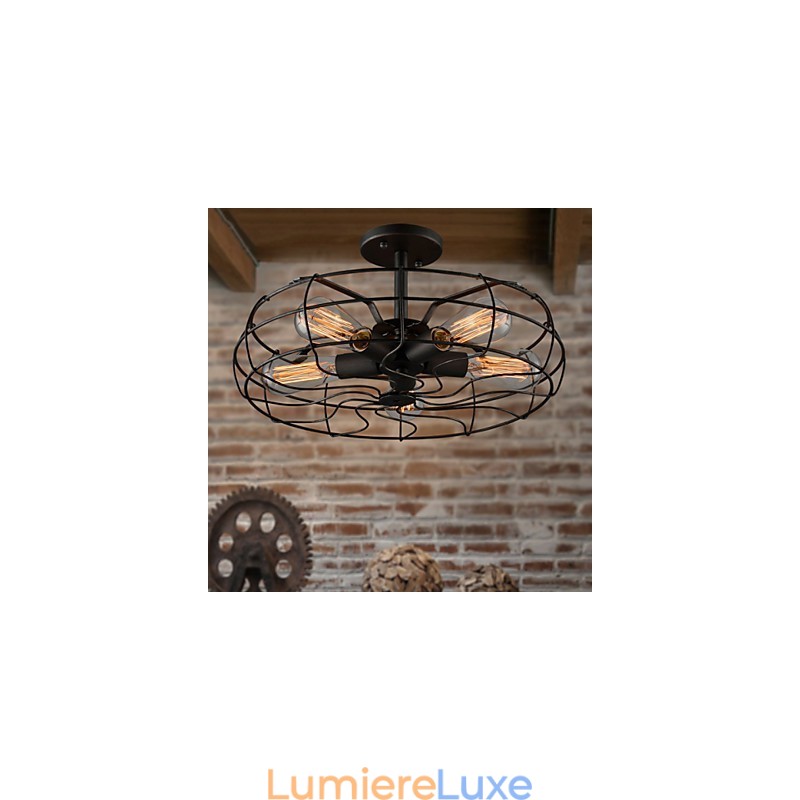 Lampe de designer industrielle de style country américain Lampe personnalisée Plafonniers européens rétro en forme de ventilateur