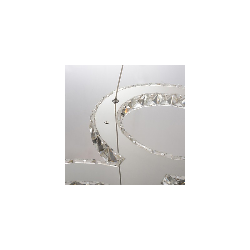 Suspension moderne contemporaine en métal chromé et cristal