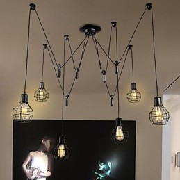 Suspension en métal Country Designers à 6 lumières