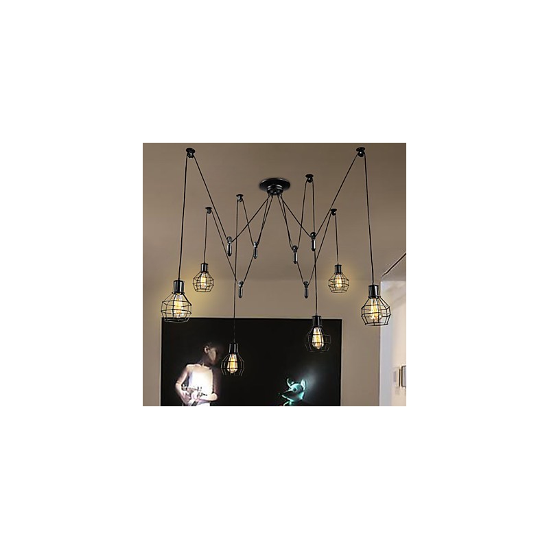 Suspension en métal Country Designers à 6 lumières