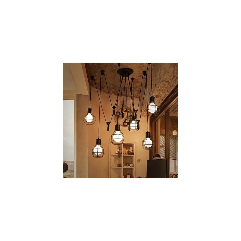 Suspension en métal Country Designers à 6 lumières
