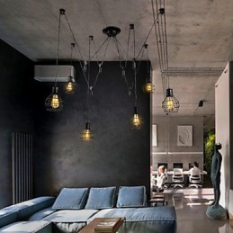 Suspension en métal Country Designers à 6 lumières