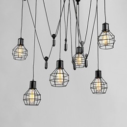 Suspension en métal Country Designers à 6 lumières