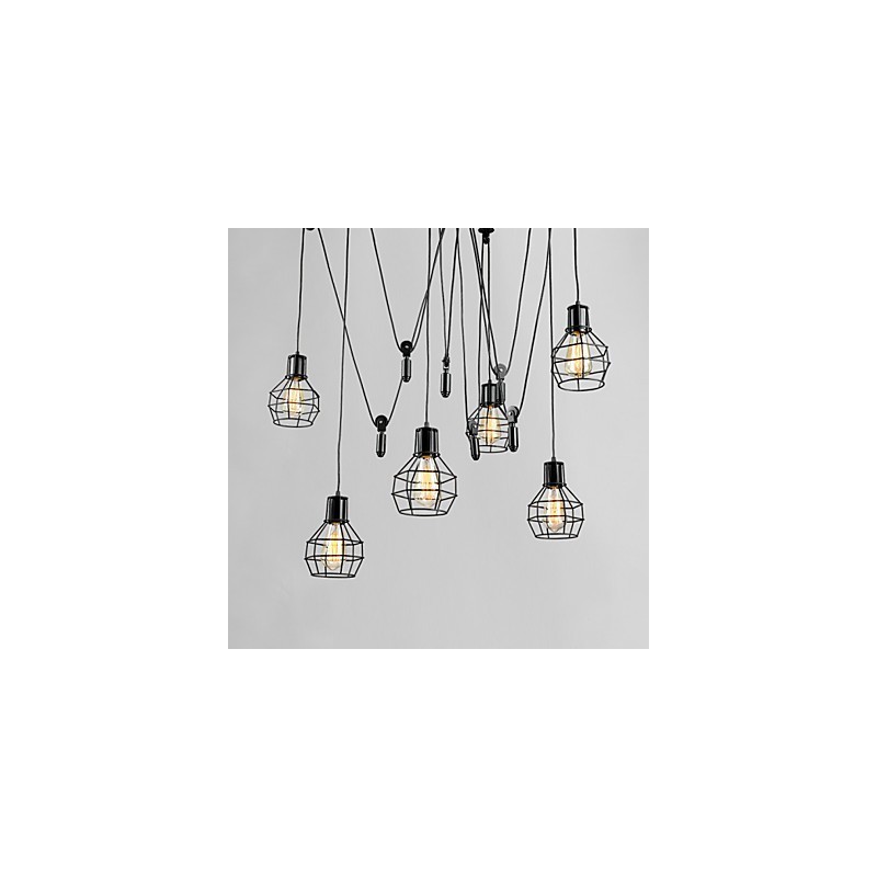 Suspension en métal Country Designers à 6 lumières