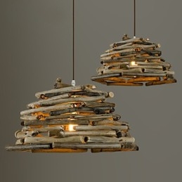 Plafonniers rétro classiques en bois, lampes suspendues simples, lampe suspendue de café