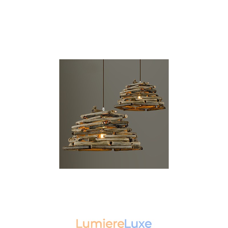 Plafonniers rétro classiques en bois, lampes suspendues simples, lampe suspendue de café