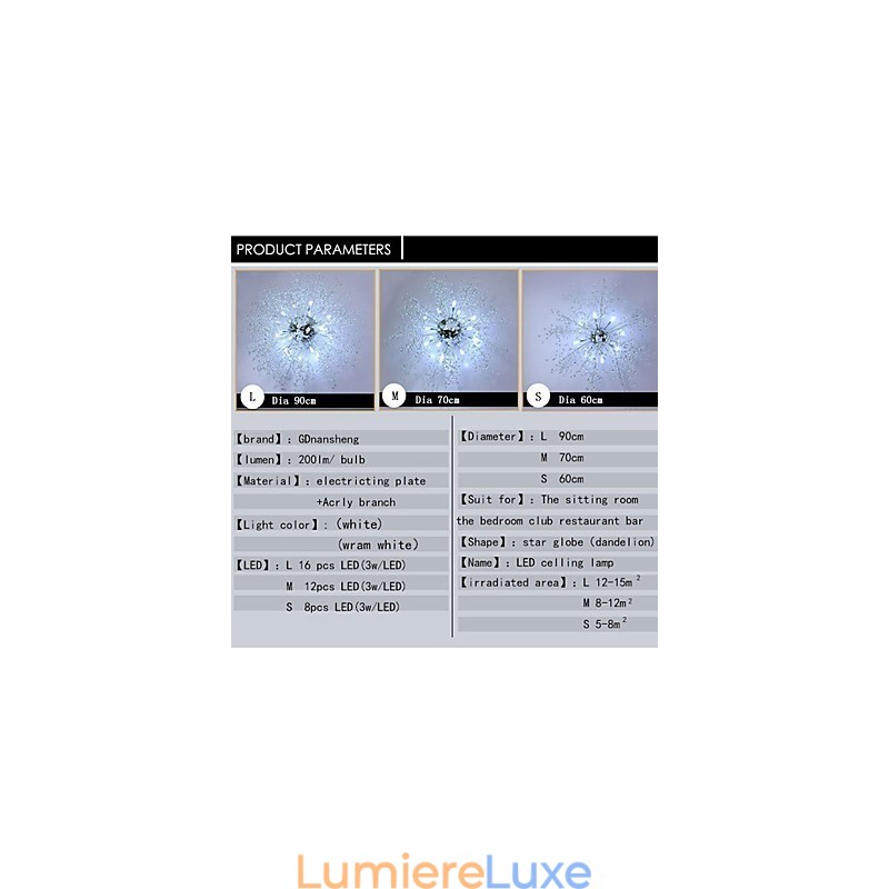Suspension en cristal G4 en acier inoxydable, diamètre 90 cm