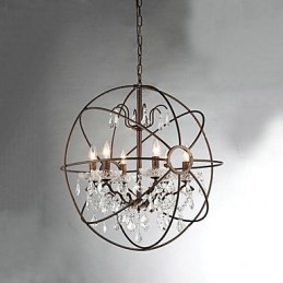 Lustre vintage en métal peint avec cristal