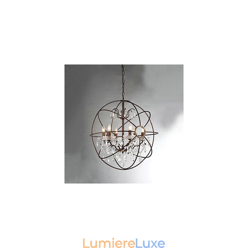 Lustre vintage en métal peint avec cristal