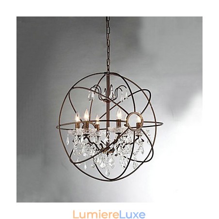 Lustre vintage en métal peint avec cristal Lustre vintage en métal peint avec cristal