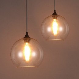 Lampe suspendue à tête unique en forme de boule de verre, style rural, style nordique et créatif américain