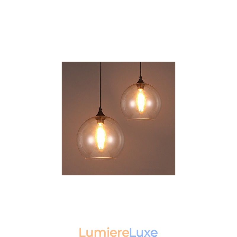 Lampe suspendue à tête unique en forme de boule de verre, style rural, style nordique et créatif américain