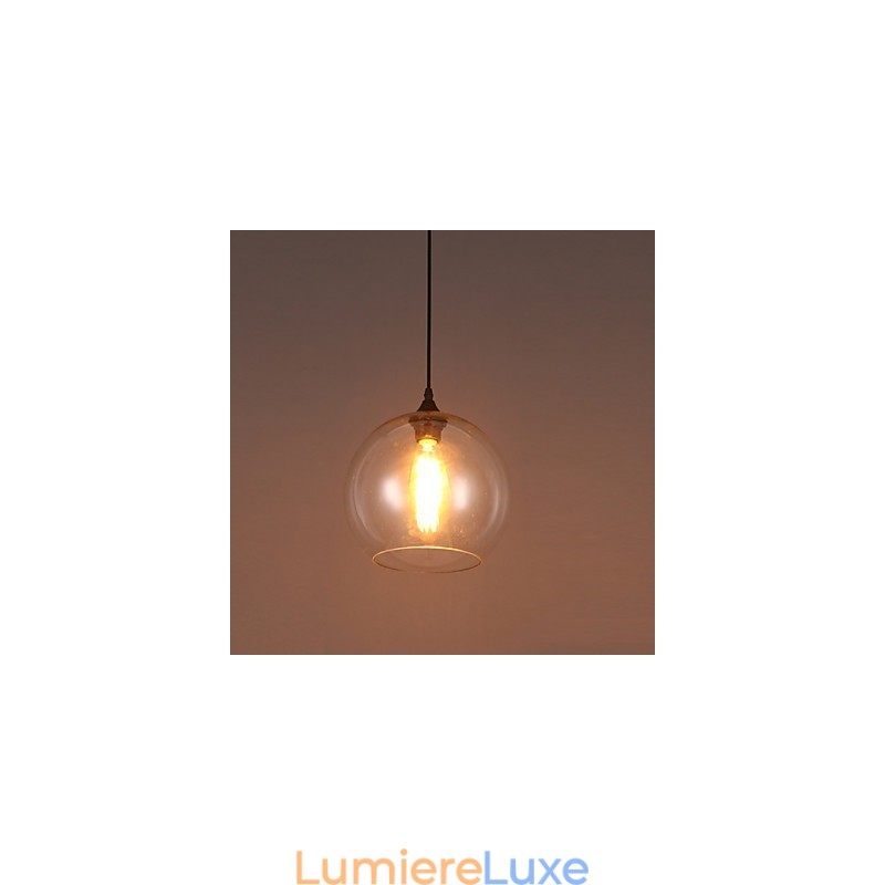Lampe suspendue à tête unique en forme de boule de verre, style rural, style nordique et créatif américain