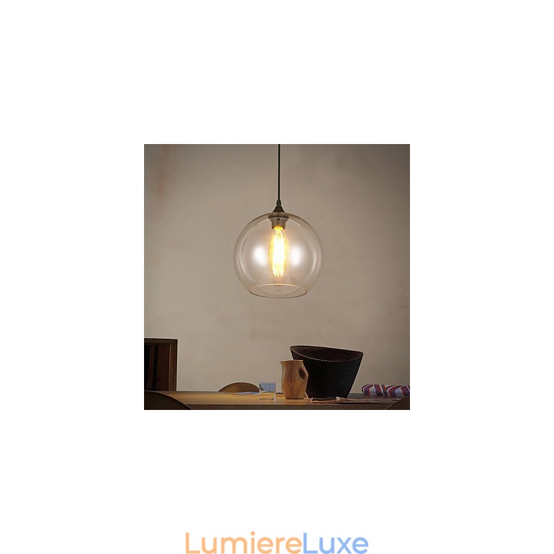 Lampe suspendue à tête unique en forme de boule de verre, style rural, style nordique et créatif américain