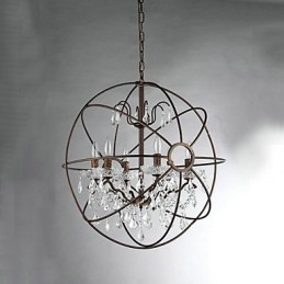 Lustre vintage en métal peint avec cristal