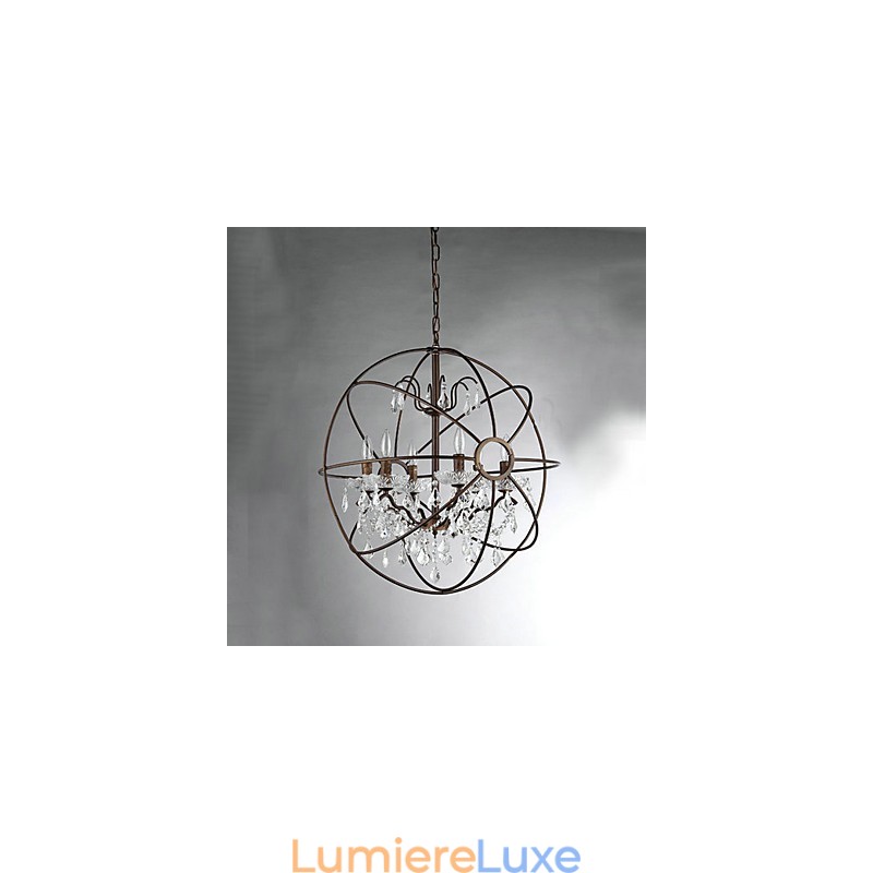 Lustre vintage en métal peint avec cristal