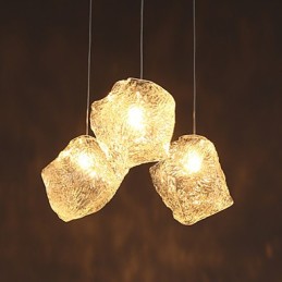 Lustre en cristal de glace, art contemporain et contracté, repas irréguliers