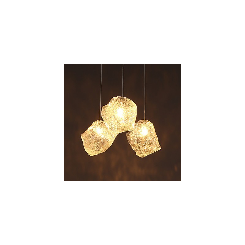 Lustre en cristal de glace, art contemporain et contracté, repas irréguliers