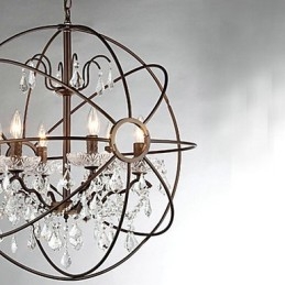 Lustre vintage en métal peint avec cristal