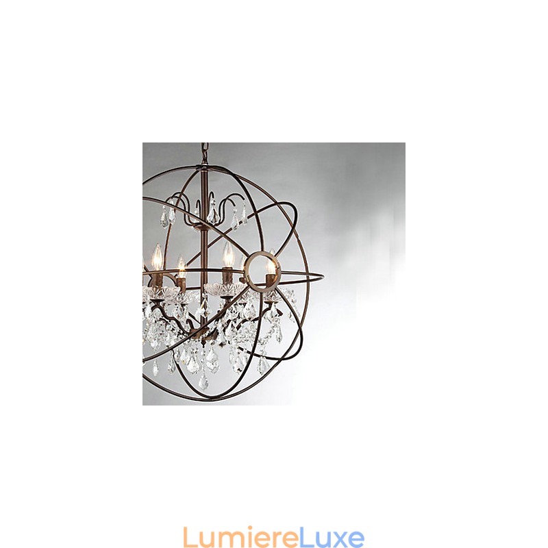 Lustre vintage en métal peint avec cristal