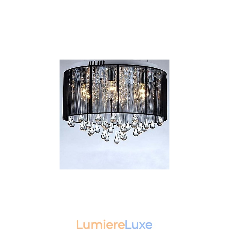 Lustre de luxe en cristal noir suspendu