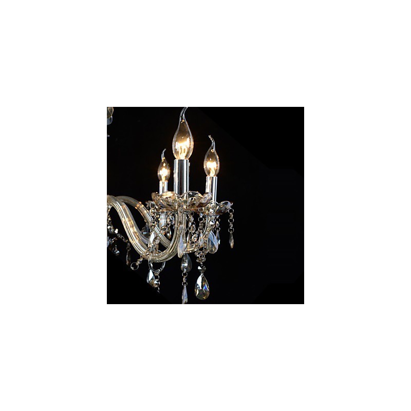 Lustre en cristal de luxe à 6 lumières, couleur cognac, lustre en cristal K9