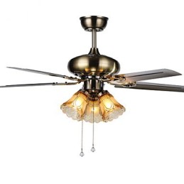 Ventilateurs de plafond Luxe Eco Moderne avec lumière, pales de 42 pouces, finition acier brossé