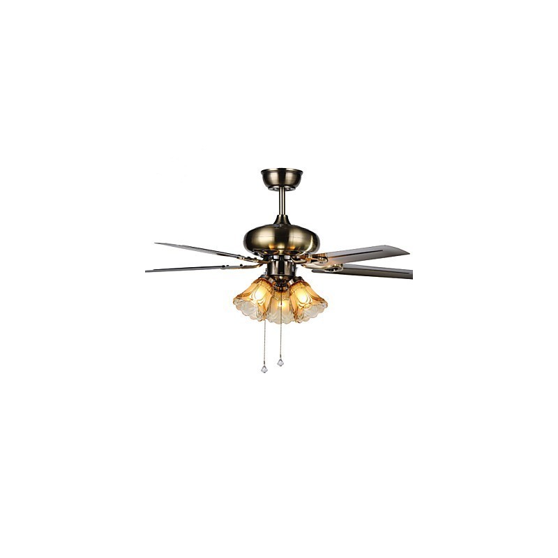 Ventilateurs de plafond Luxe Eco Moderne avec lumière, pales de 42 pouces, finition acier brossé