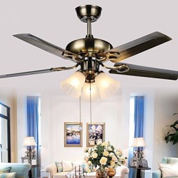 Ventilateurs de plafond Luxe Eco Moderne avec lumière, pales de 42 pouces, finition acier brossé