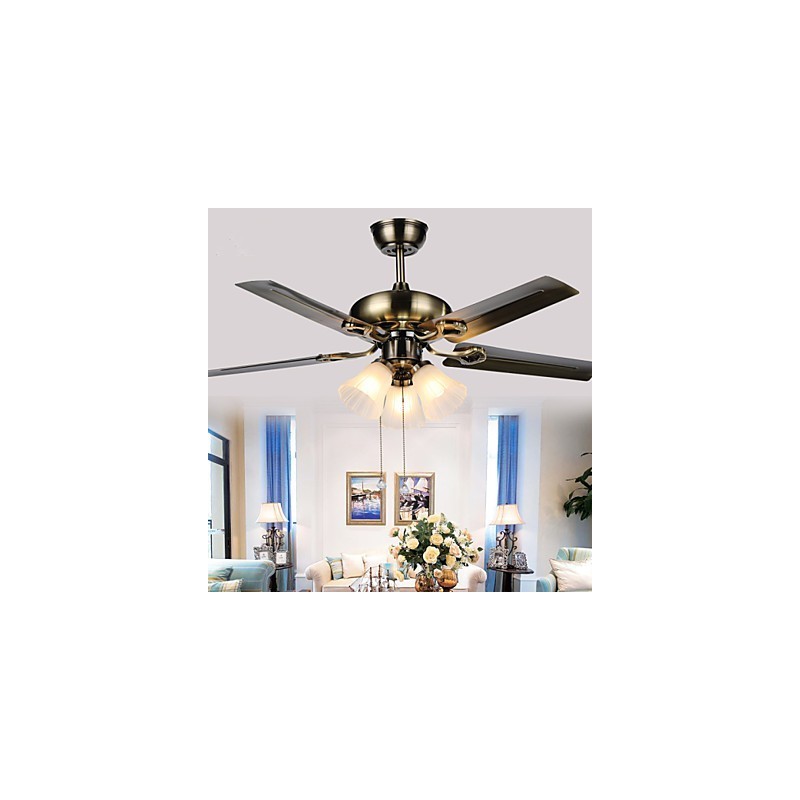 Ventilateurs de plafond Luxe Eco Moderne avec lumière, pales de 42 pouces, finition acier brossé