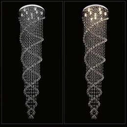 Lustre de plafond, lampe suspendue, luminaires avec cristal K9 à double spirale