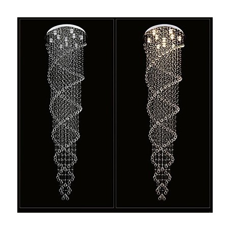Lustre de plafond, lampe suspendue, luminaires avec cristal K9 à double spirale Lustre de plafond, lampe suspendue, luminaires avec cristal K9 à double spirale