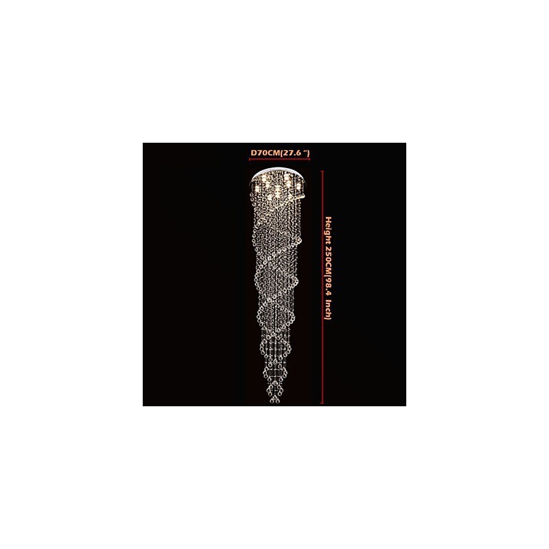 Lustre de plafond, lampe suspendue, luminaires avec cristal K9 à double spirale