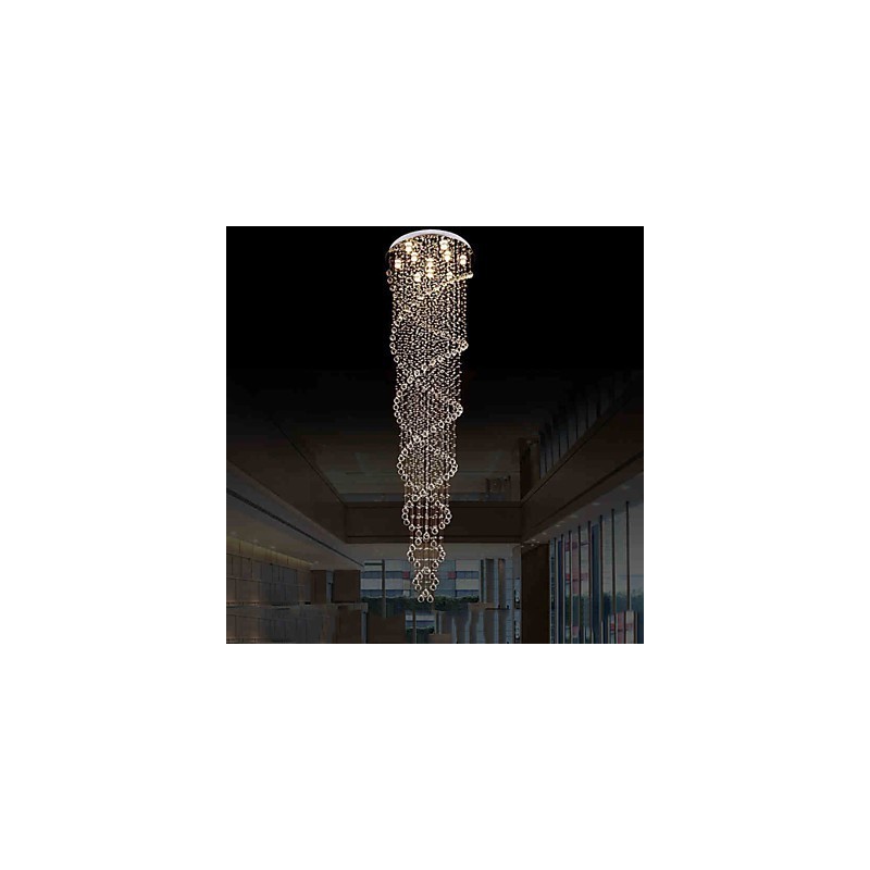 Lustre de plafond, lampe suspendue, luminaires avec cristal K9 à double spirale