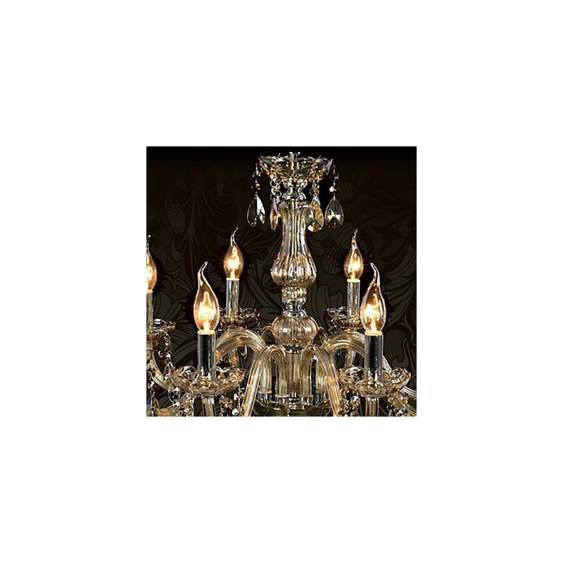 Lustre en cristal de luxe à 6 lumières, couleur cognac, lustre en cristal K9