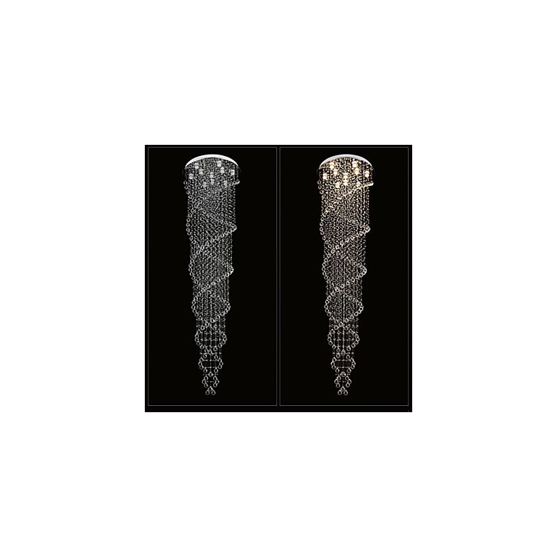 Lustre de plafond, lampe suspendue, luminaires avec cristal K9 à double spirale