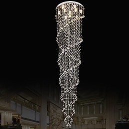 Lustre de plafond, lampe suspendue, luminaires avec cristal K9 à double spirale